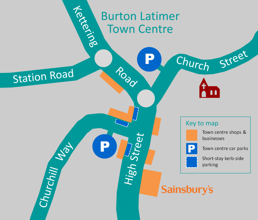 Parking map, Burton Latimer town centre